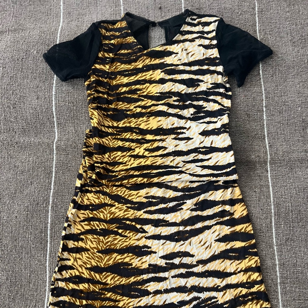 Vintage D&G Leopard Mesh Print Top and Matching Skirt